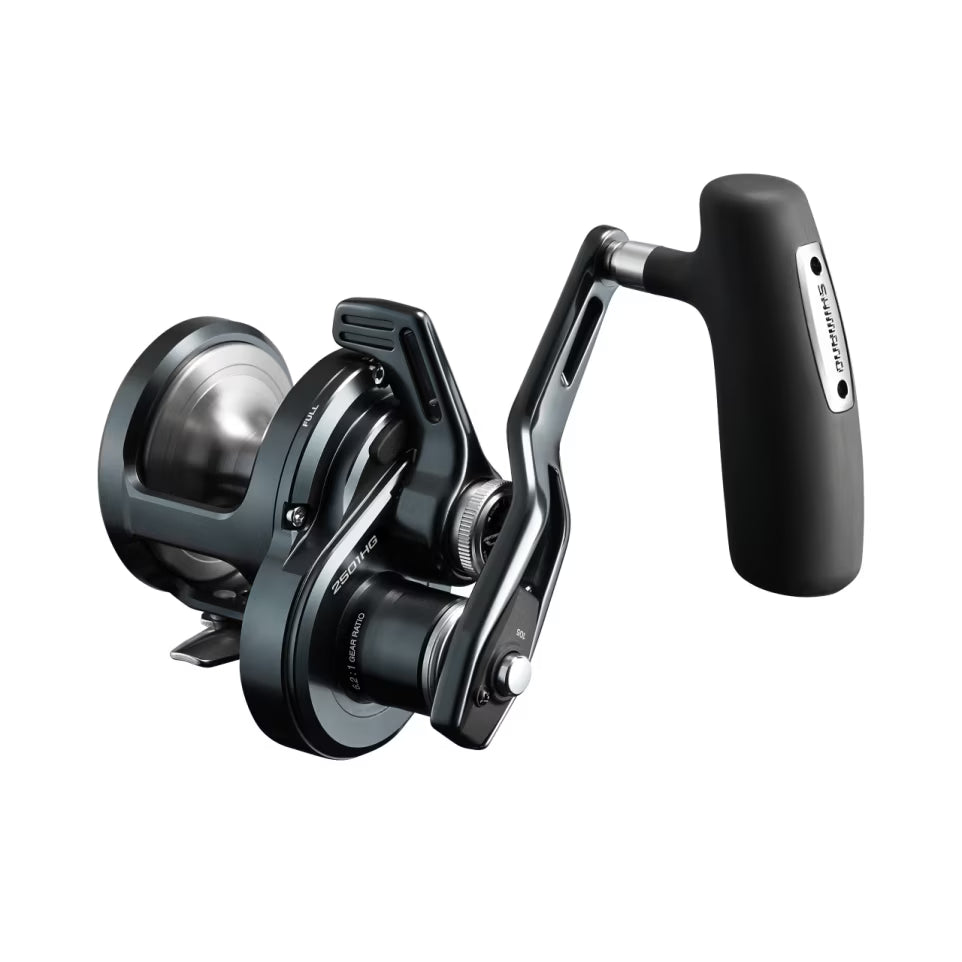 jigging reel shimano Ocea Jigger LD 2501MG Left-Hand Lever Drag x5 5-strand Compact Body – Features Catch More Blackfish and Action:Heavy (Gold Accent)